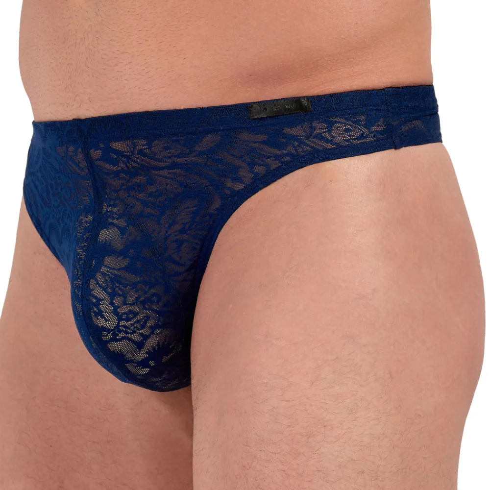 HOM Strings-String Temptation Free Cut Lace Bleu Marine