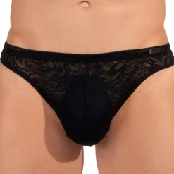 HOM Strings-String Temptation Free Cut Lace Noir