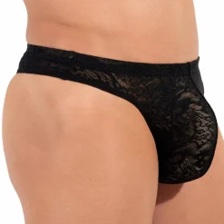 HOM Strings-String Temptation Free Cut Lace Noir