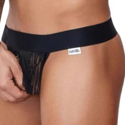 CandyMan Strings-String V à Franges Noir