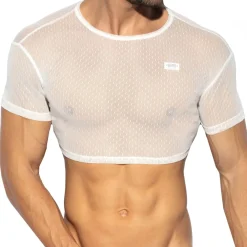 ES Collection Tenues Sexy|T-Shirts-Top Crop Plumetti Blanc
