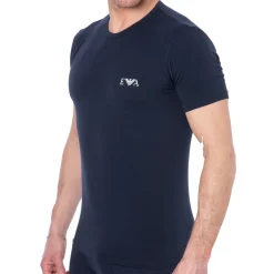 Emporio Armani T-Shirts-T-Shirt Bold Monogram Coton Marine
