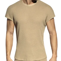 ES Collection Hauts|T-Shirts-T-Shirt Casual Checkmate Beige