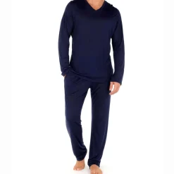 HOM Hauts|T-Shirts-T-Shirt Cocooning Modal Bleu Marine