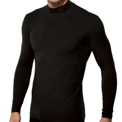 Doreanse T-Shirts-T-Shirt Col Montant Coton Modal Noir