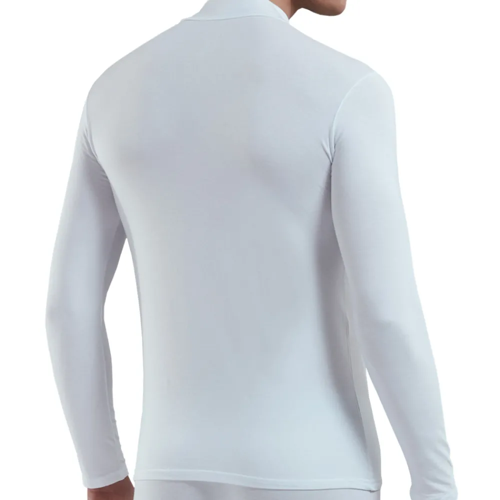 Doreanse T-Shirts-T-Shirt Col Montant Coton Modal Blanc