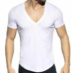 ES Collection T-Shirts-T-Shirt Col V Plongeant Blanc