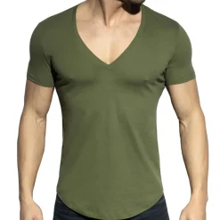 ES Collection T-Shirts-T-Shirt Col V Plongeant Kaki