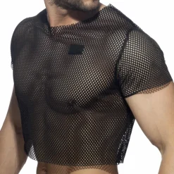 Addicted Tenues Sexy|T-Shirts-T-Shirt Crop Mesh Noir