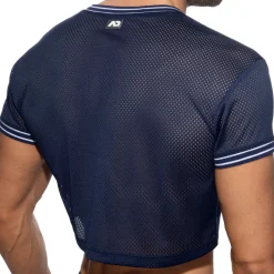 Addicted T-Shirts-T-Shirt Crop Slam Mesh Bleu Marine