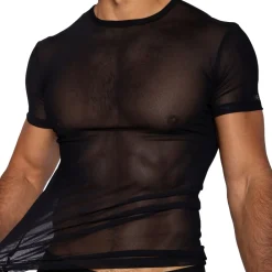 Bike Tenues Sexy|T-Shirts-T-Shirt en Mesh Noir
