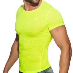 Addicted T-Shirts-T-Shirt Flame Jaune Fluo