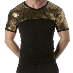 TOF Paris Tenues Sexy|T-Shirts-T-Shirt Glitter Noir - Or
