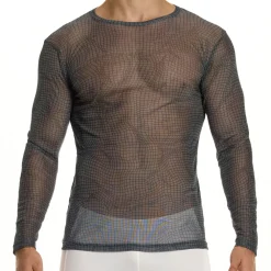 Modus Vivendi T-Shirts-T-Shirt Manches Longues Abstract Résille Gris Anthracite