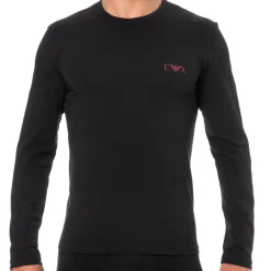 Emporio Armani T-Shirts-T-Shirt Manches Longues Bold Monogram Coton Noir