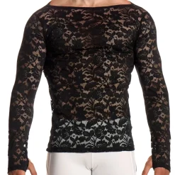 Modus Vivendi T-Shirts-T-Shirt Manches Longues Dentelle Florale Noir