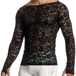 Modus Vivendi T-Shirts-T-Shirt Manches Longues Dentelle Florale Noir