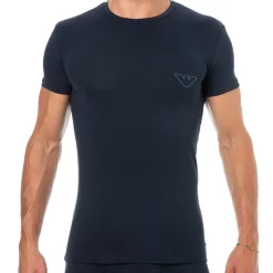 Emporio Armani T-Shirts-T-Shirt Megalogo Coton Marine