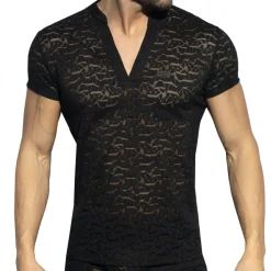 ES Collection Chemises / Polos-T-Shirt Polo Col V Spider Noir