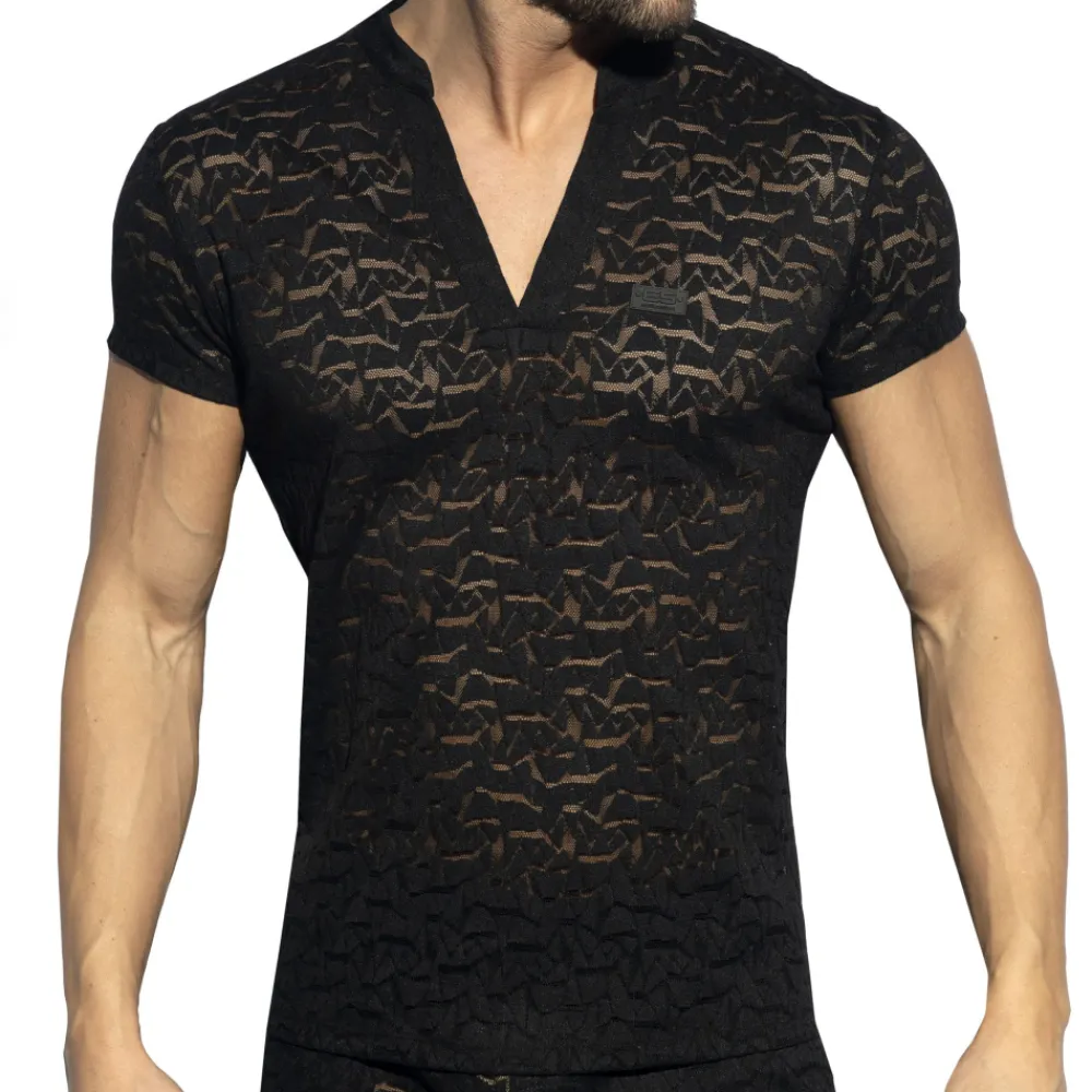ES Collection Chemises / Polos-T-Shirt Polo Col V Spider Noir