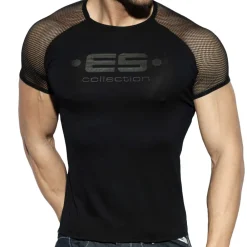 ES Collection T-Shirts-T-Shirt Raglan Mesh Noir