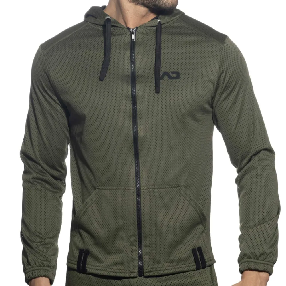 Addicted Sweatshirts / Vestes-Veste à Capuche Manches Longues Loop Mesh Kaki
