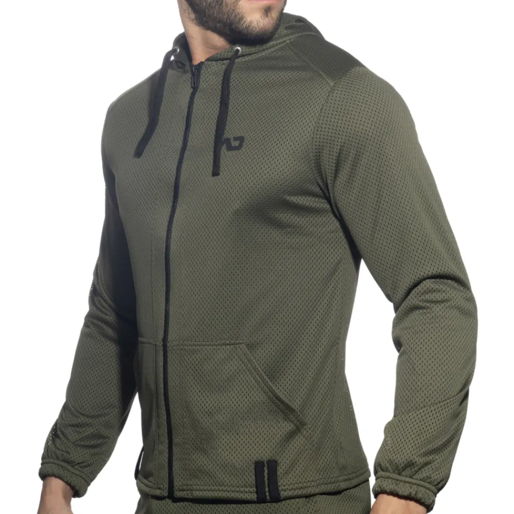 Addicted Sweatshirts / Vestes-Veste à Capuche Manches Longues Loop Mesh Kaki