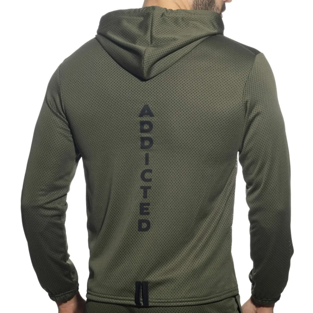 Addicted Sweatshirts / Vestes-Veste à Capuche Manches Longues Loop Mesh Kaki