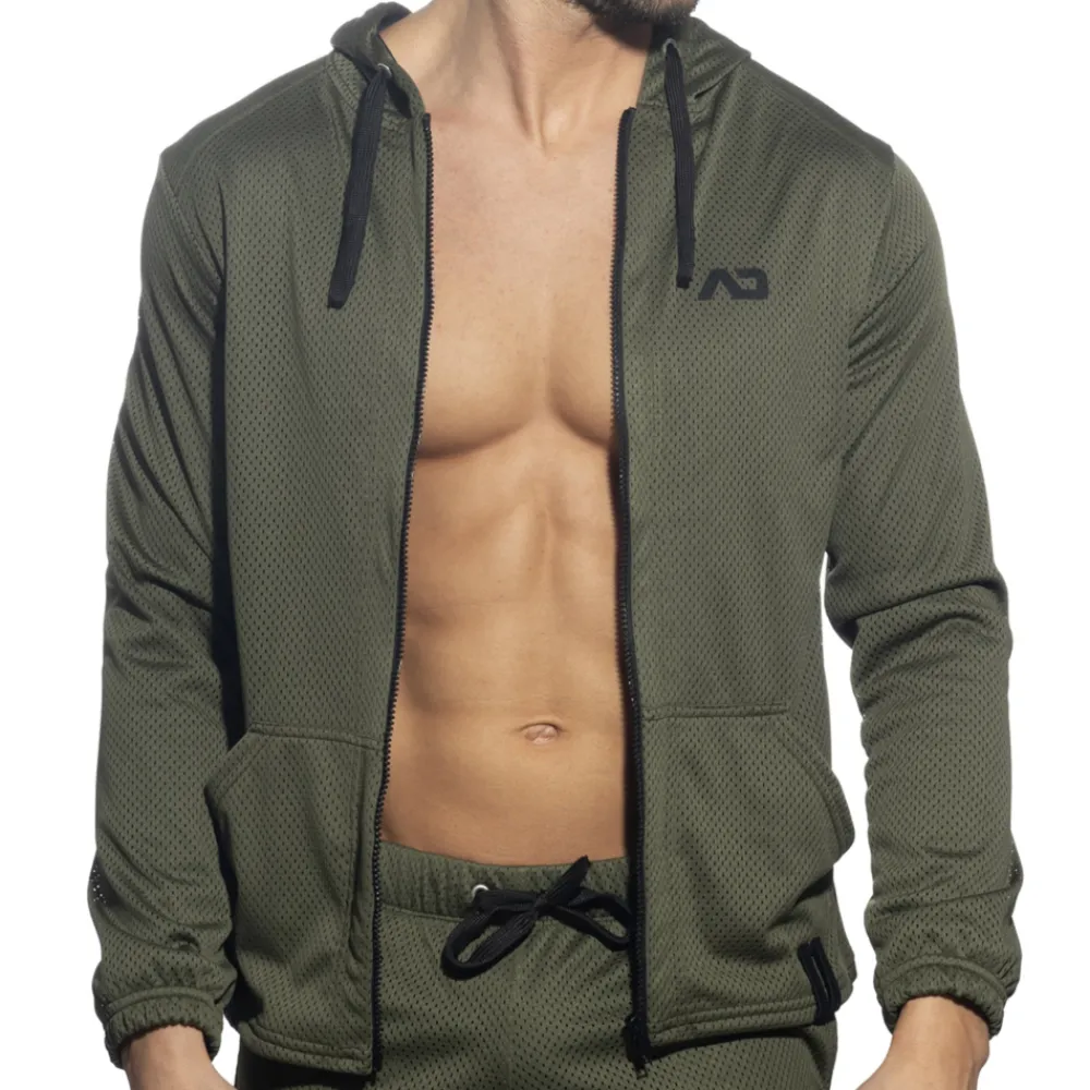 Addicted Sweatshirts / Vestes-Veste à Capuche Manches Longues Loop Mesh Kaki