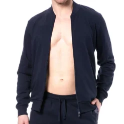 Emporio Armani Hauts|Sweatshirts / Vestes-Veste Basic Terry Bleu Marine