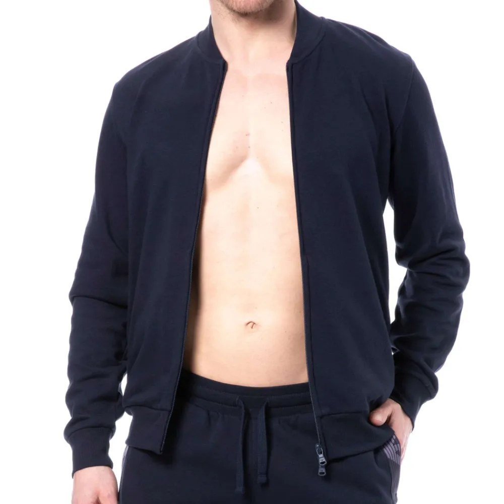 Emporio Armani Hauts|Sweatshirts / Vestes-Veste Basic Terry Bleu Marine